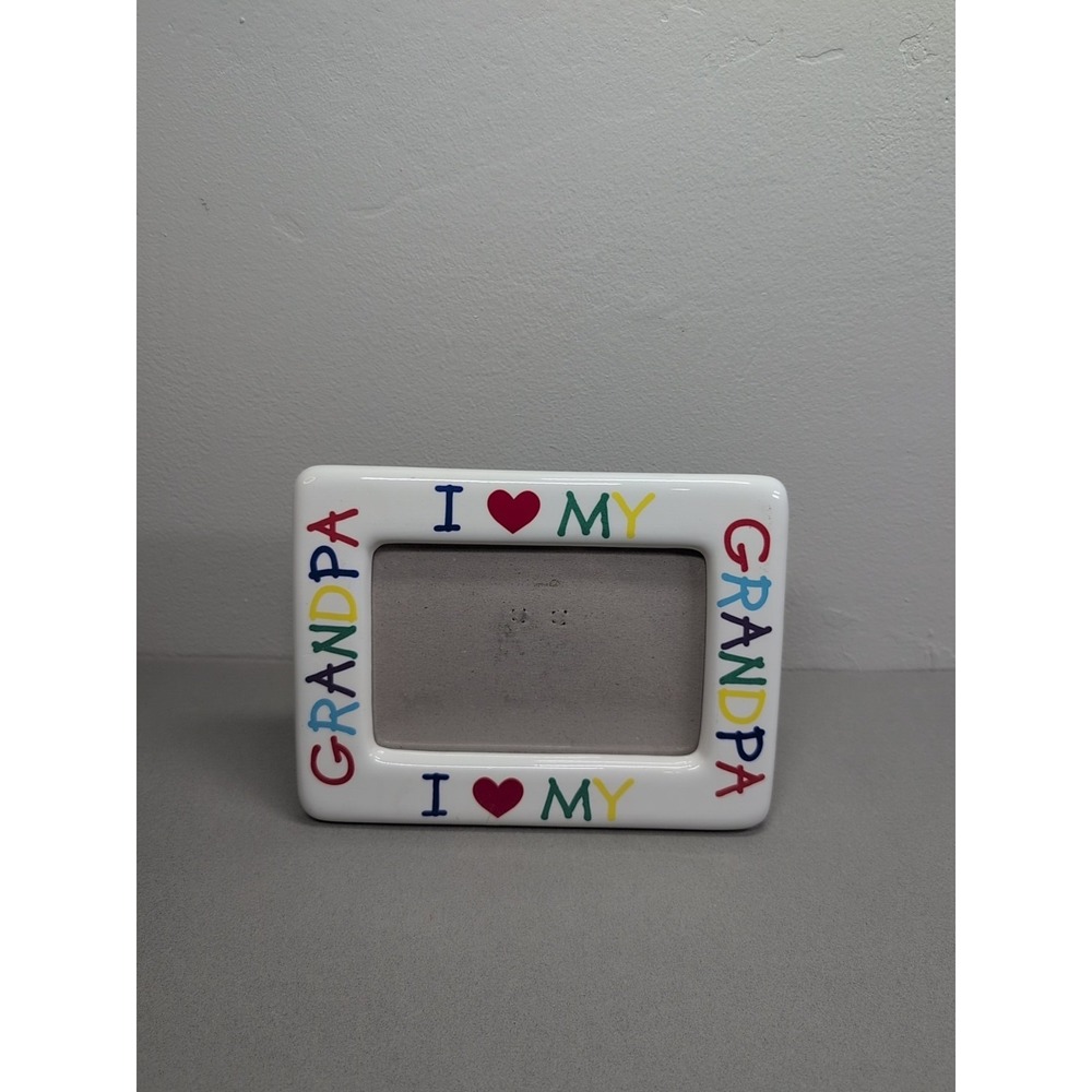 Vintage 'I Love My Grandpa' Photo Frame Crayon Art Style Father's Day Gifts